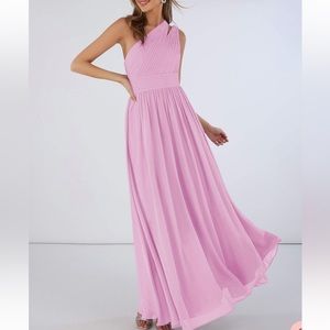 Azazie bridesmaid’s gown in candy pink